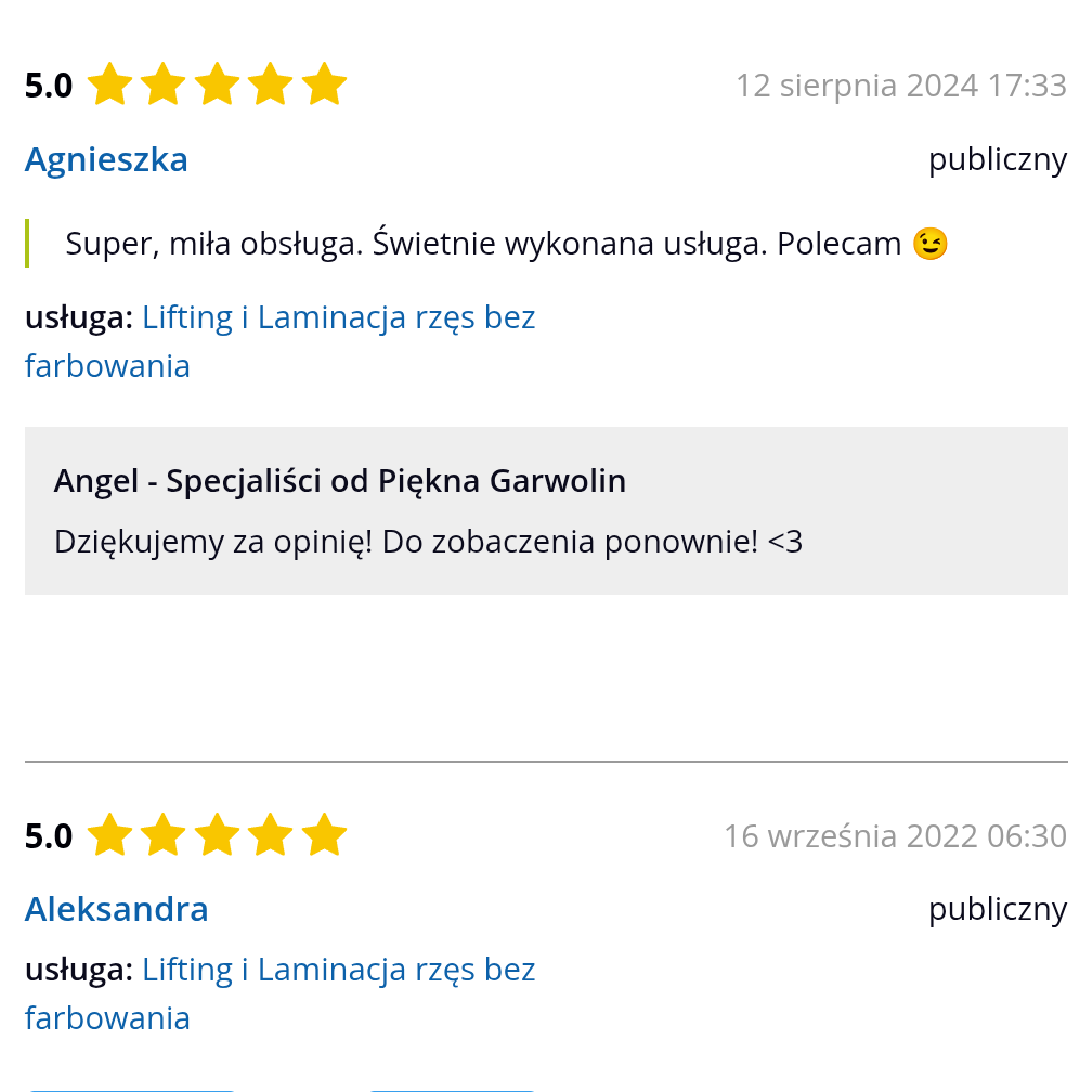 Lifting rzęs Opinie 1